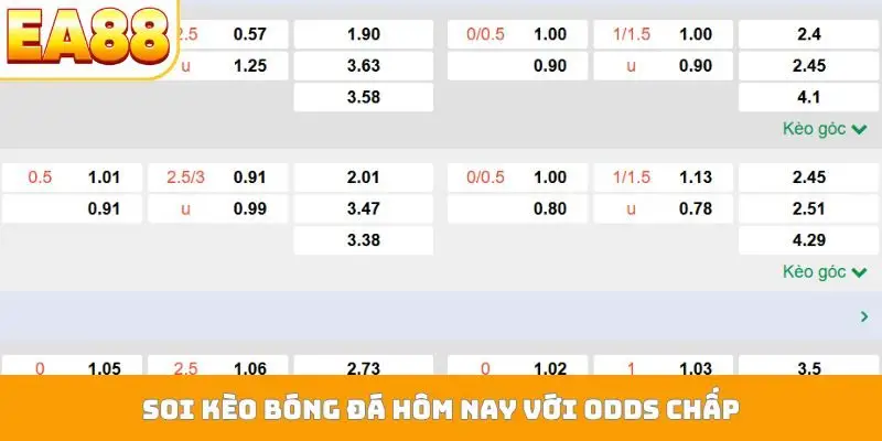 Soi kèo bóng đá hôm nay với odds chấp